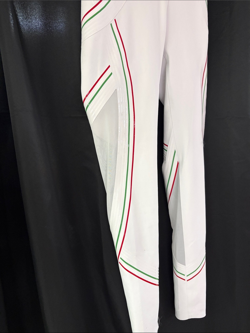 VSX White High-Waist Leggings with Red & Green Stripe Accents - Picture 3 of 6
